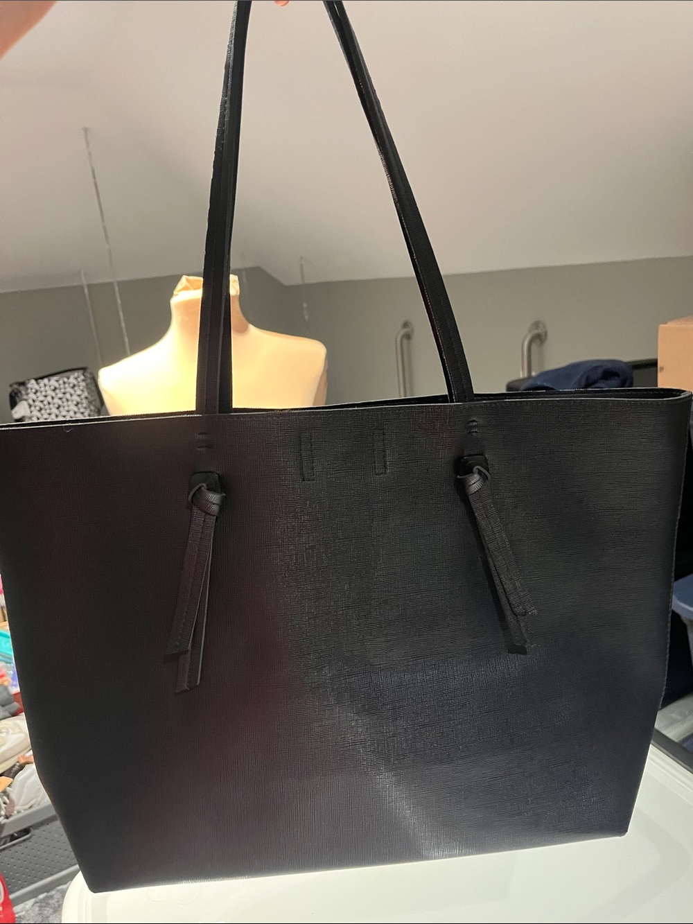 Indigo Black Tassel Tote Bag